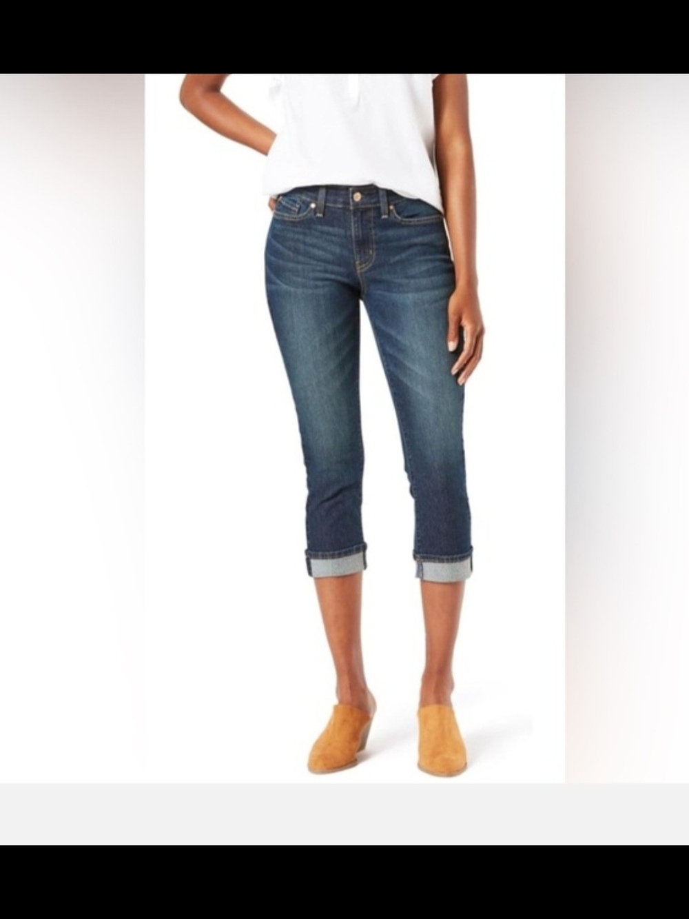 Signature by Levi Strauss Dark Blue Cropped Jeans